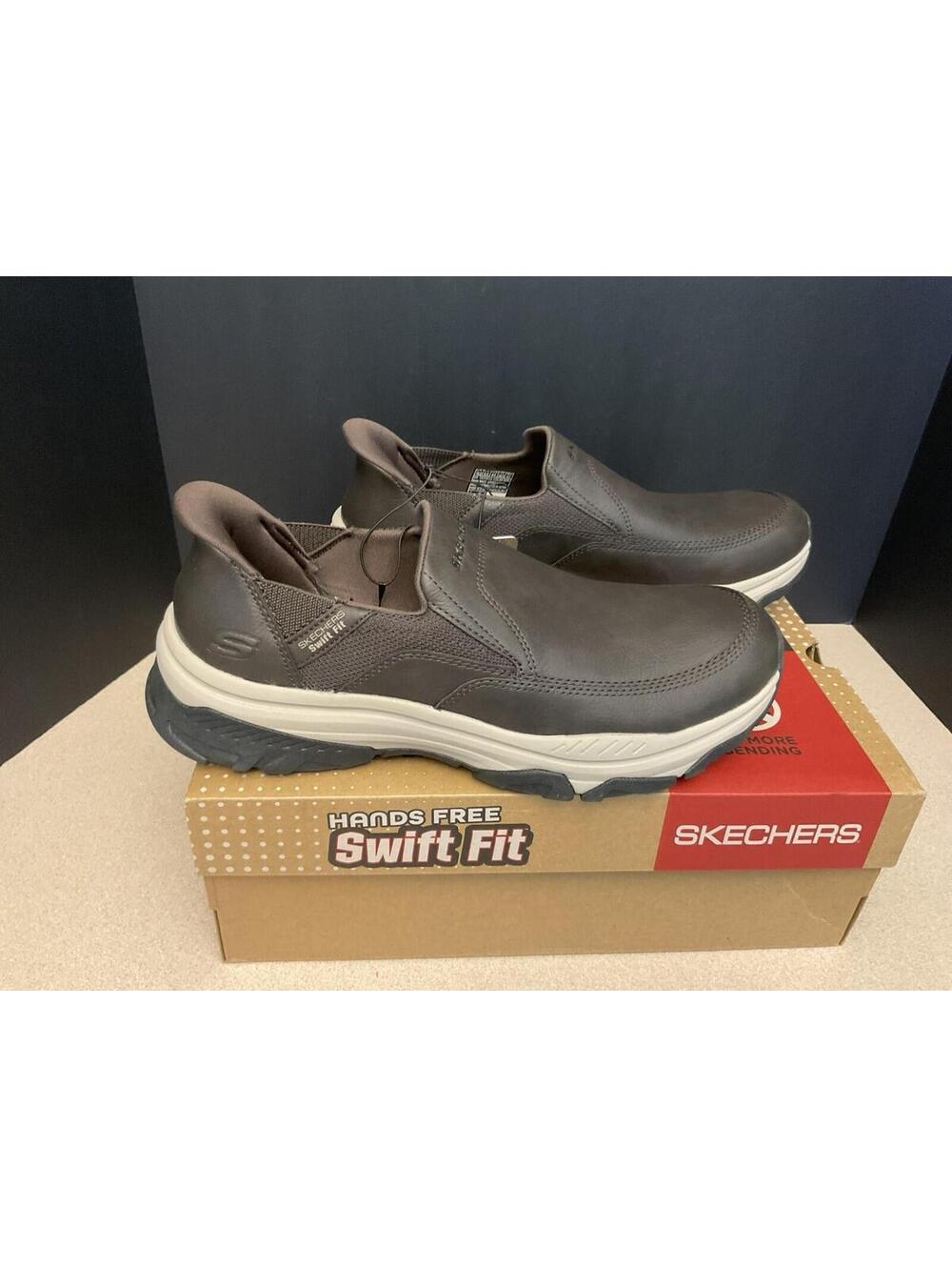 New! Mens Skechers Hands Free Slip-ins Izaiah Brown Slip-On Shoes. Size 10.5.
